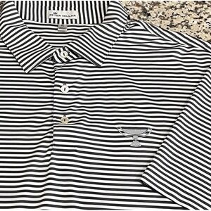 Men's Peter Millar Polo Golf Shirt FedEx Cup Logo Gray Striped Size XL